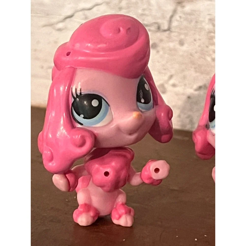 Set‎ Of 2 Littlest Pet Shop LPS Hasbro Glitzy Gaynor Poodle #3847 Pink Puppy Dog